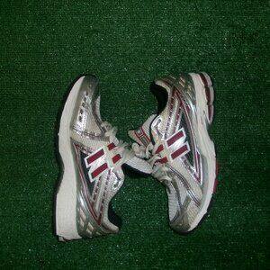 New Balance Metallic Silver and Red Athletic Shoes